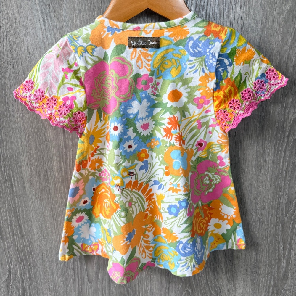 Matilda Jane Floral Dress Baby 6-12M Multi Color Cottagecore Boho Eyelet Trim - Picture 4 of 5